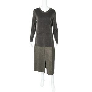 AKRIS Metallic Wool Blend Knit Midi Dress Size 12 EU 44